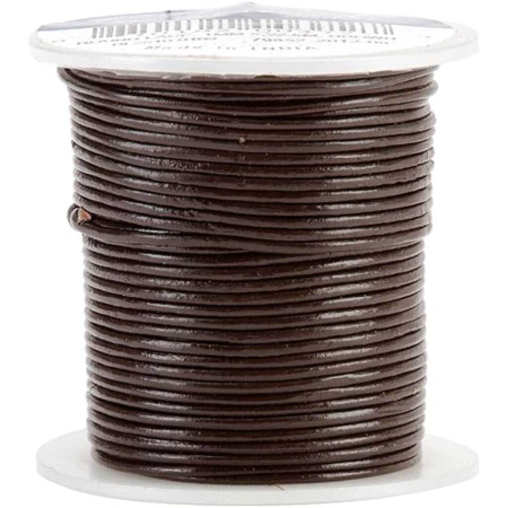 Round Leather Lace 1mm x 25yd Spool Brown