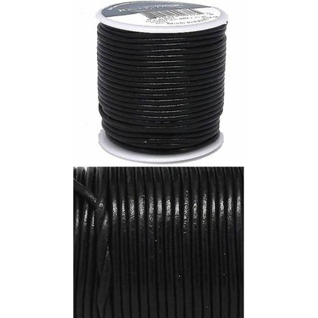 Realeather Crafts Round Leather Lace 2mm x 25yd Spool Black