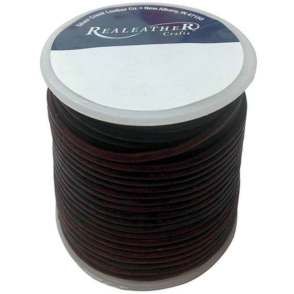 Realeather Crafts Round Leather Lace 2mm x 25yd Spool Mahogany