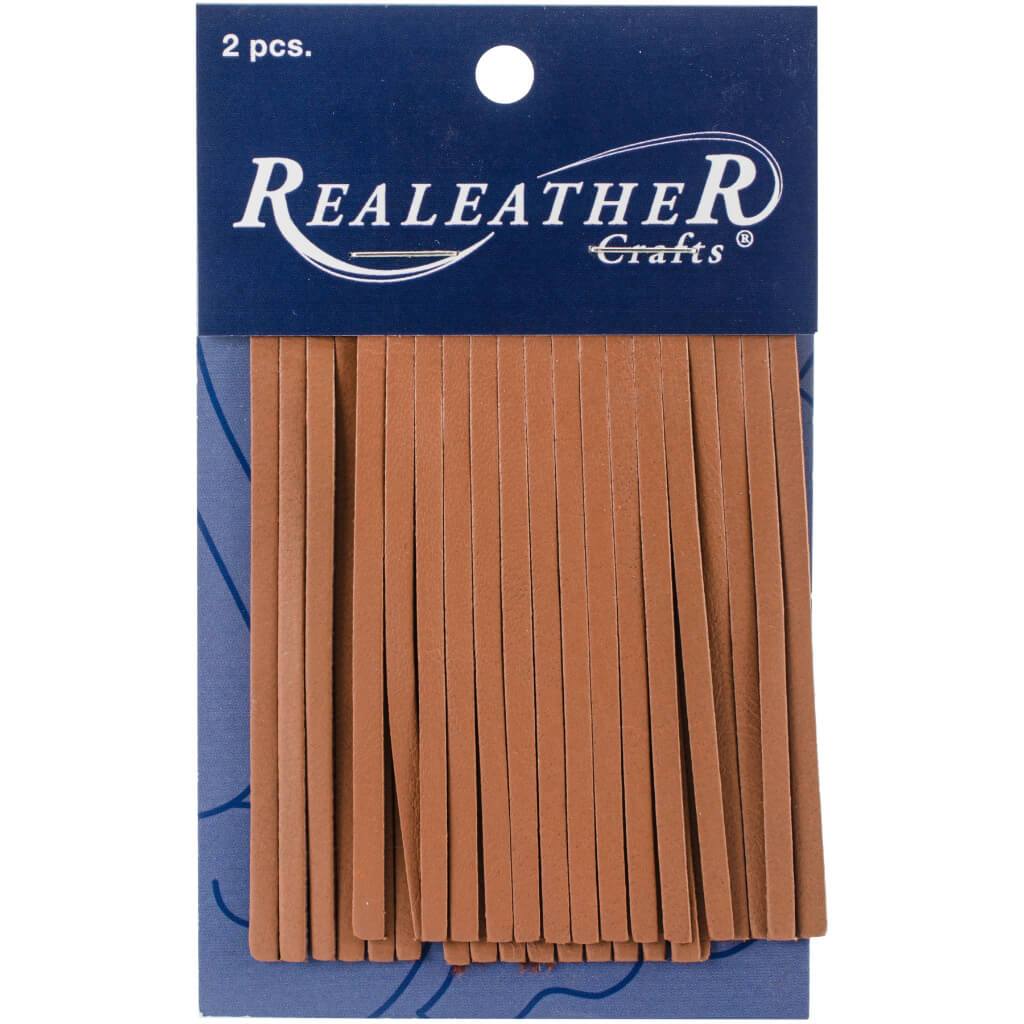 Realeather Crafts Deerskin Fringe 2in x 3in 2/Pkg Carded Saddle Tan