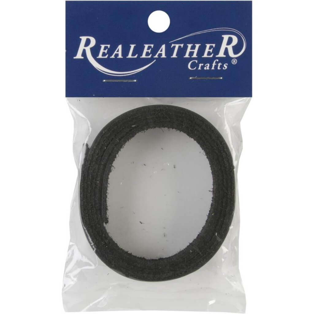 Realeather Crafts Suede Strip .5in x 36in Black