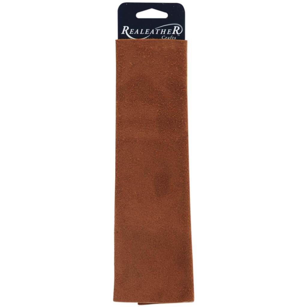 Realeather Crafts Suede Trim Piece 8.5in x 11in Medium Brown