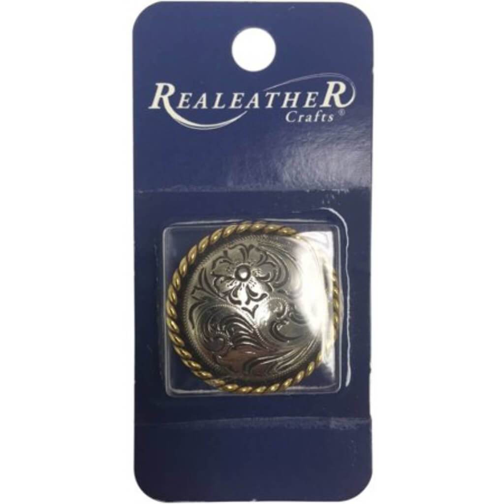 Concho Gold and Nickel Screwback 1.25in Rope Edge