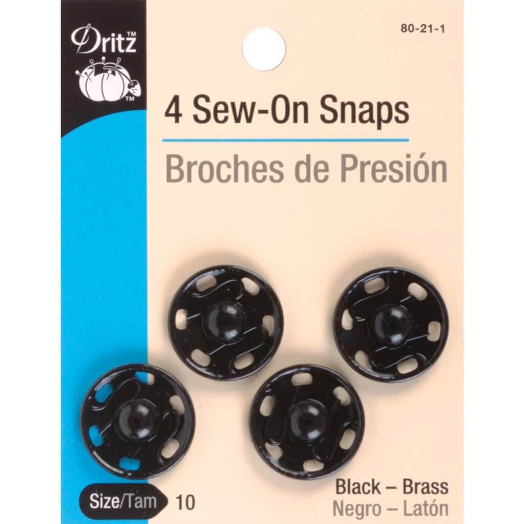 Dritz Sew-On Snaps 4/Pkg 10mm Black