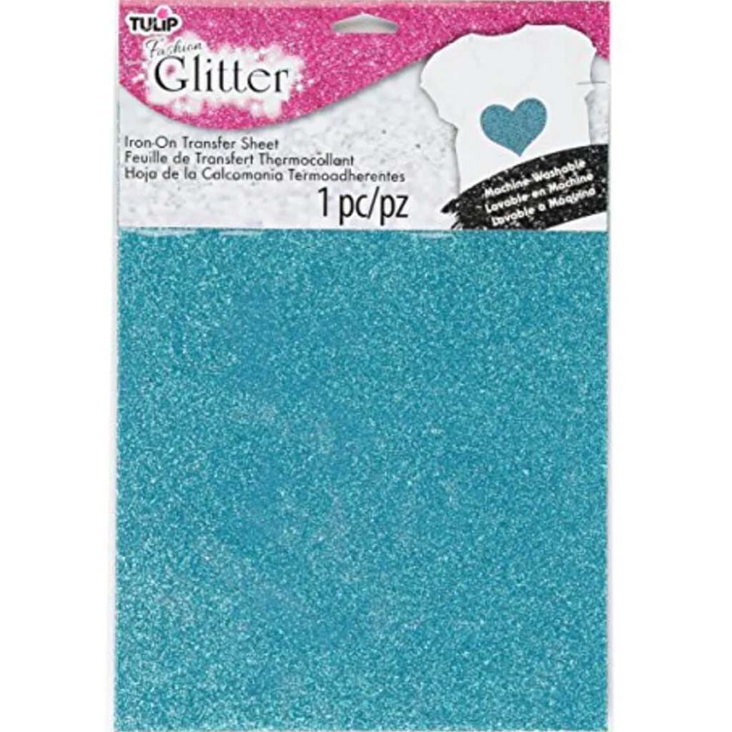 Tulip Iron on Transfer Sheet Glitter Turquoise