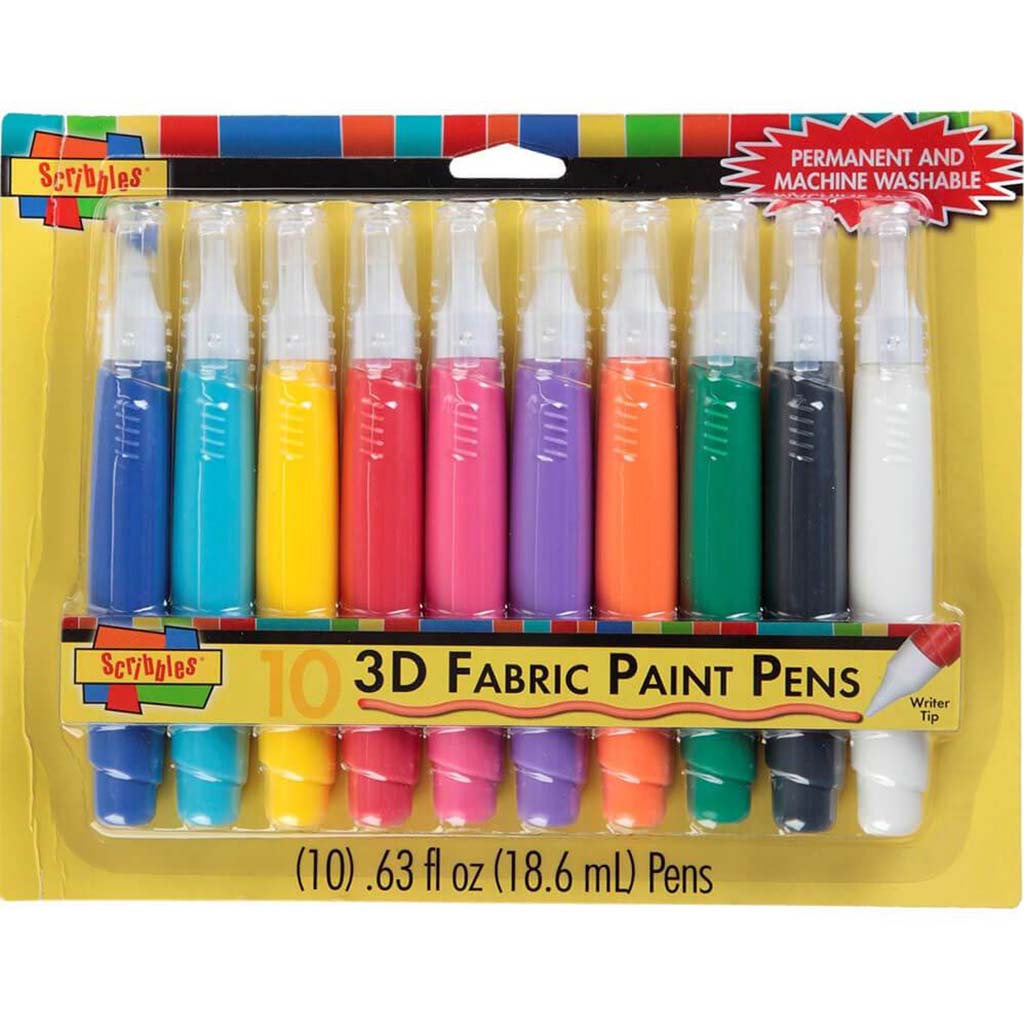 Scribbles 3D Fabric Paint Pens 10pcs