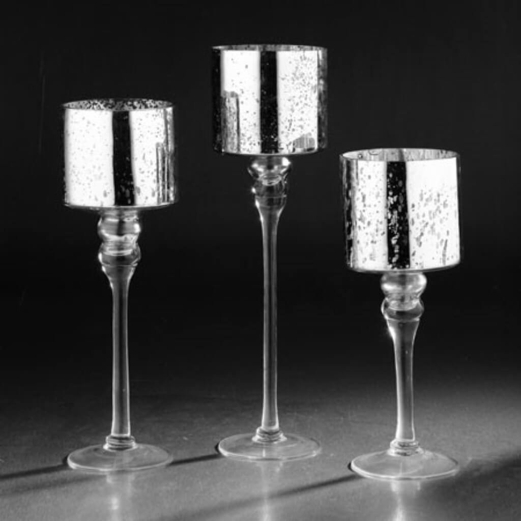 Candleholder Set Of 3 H:12"/14"/15.5" D:4.5" Silver 