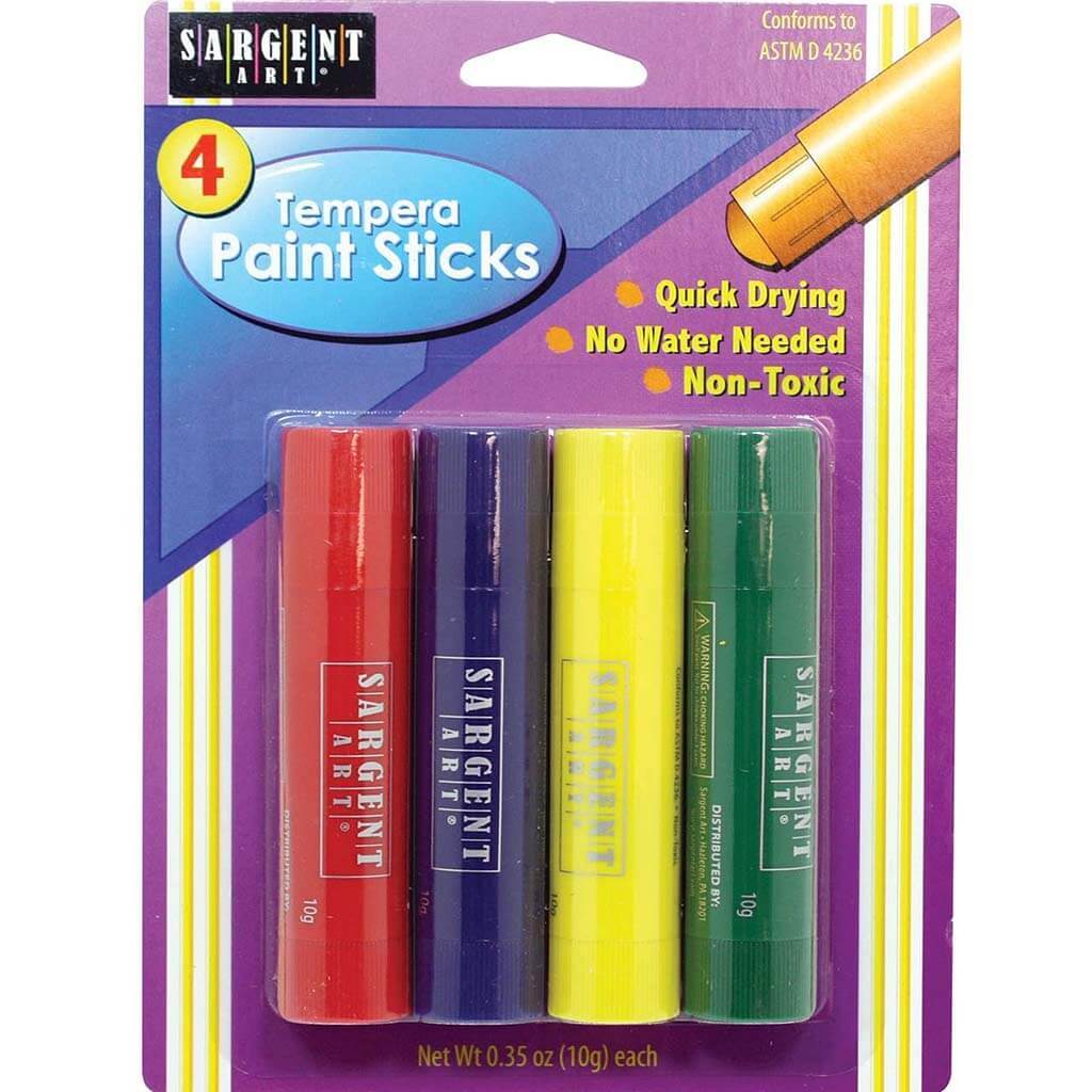 Tempera Paint Stick Pack 4ct Red, Blue, Yellow, Green