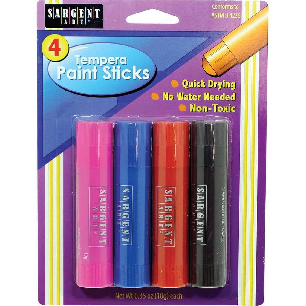 Tempera Paint Stick Pack 4ct Pink, Blue, Red, Black