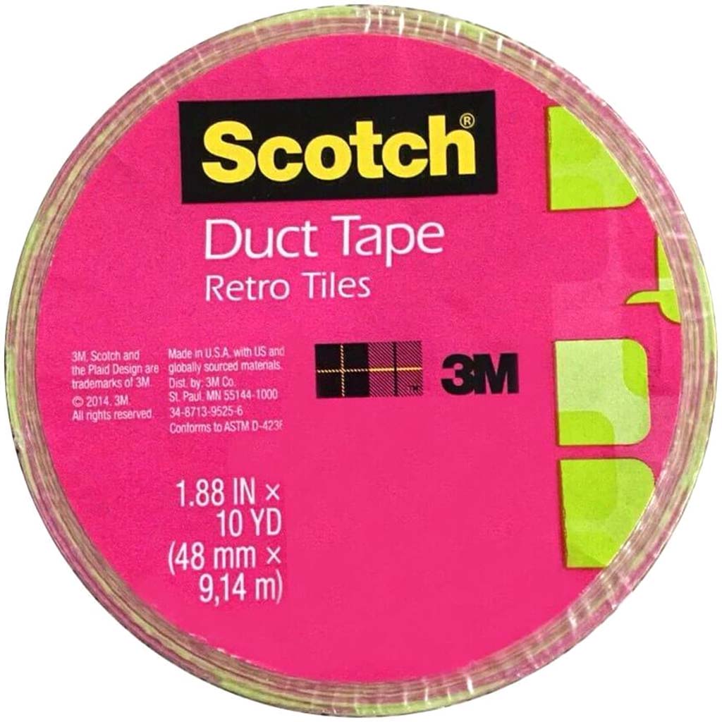 Duct Tape Pink and Green Retro Tiles 