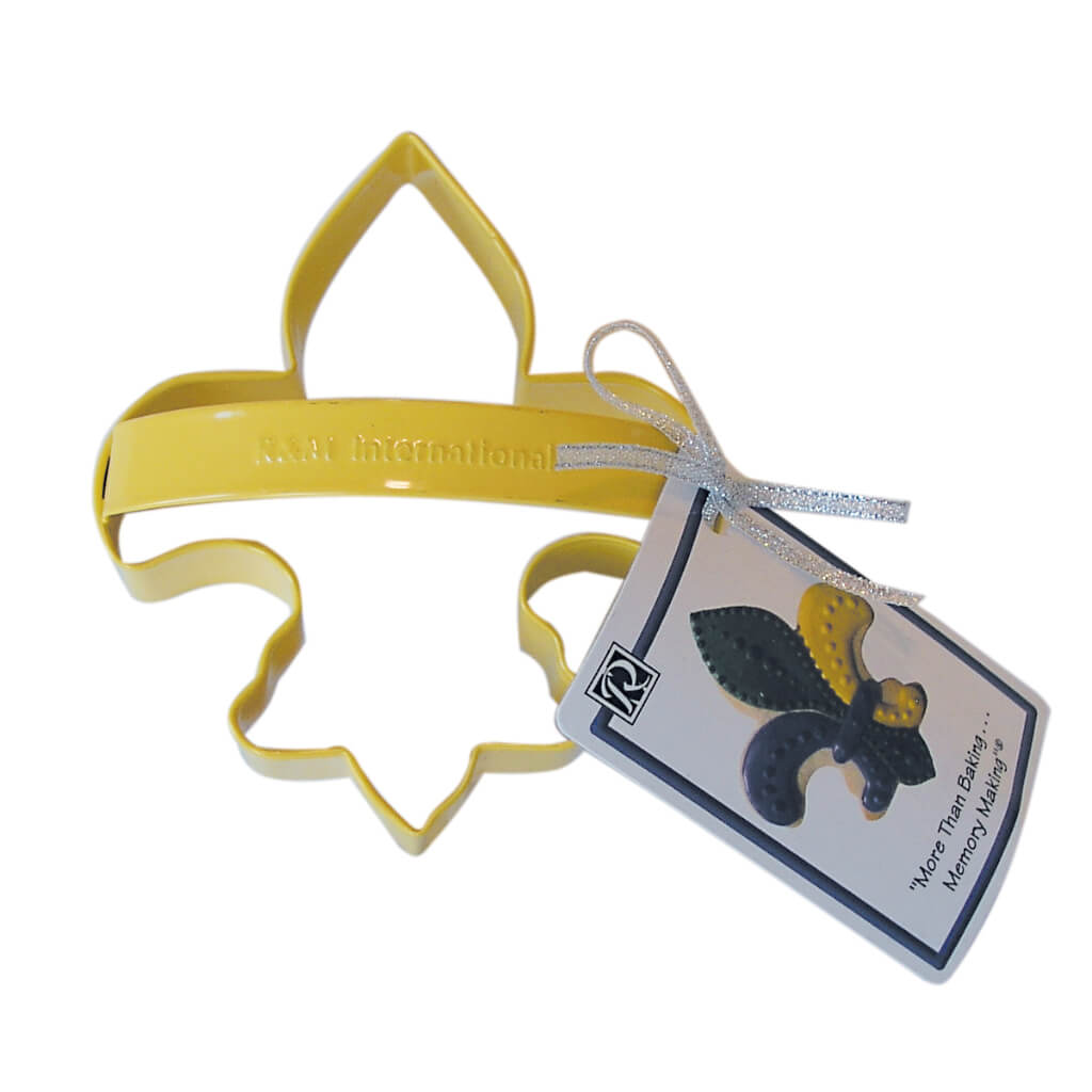 Fleur De Lis Cookie Cutter Yellow with Handle, 4.5in