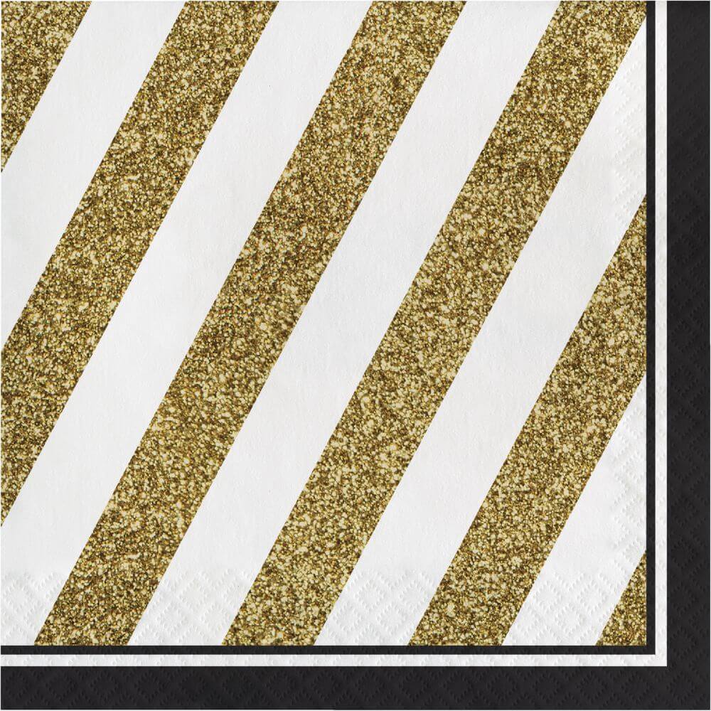 Black &amp; Gold Luncheon Napkin 3Ply 