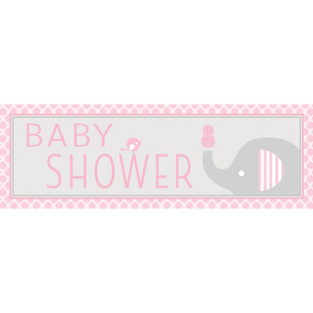 Elephant Girl Pink Baby Shower Giant Banner 