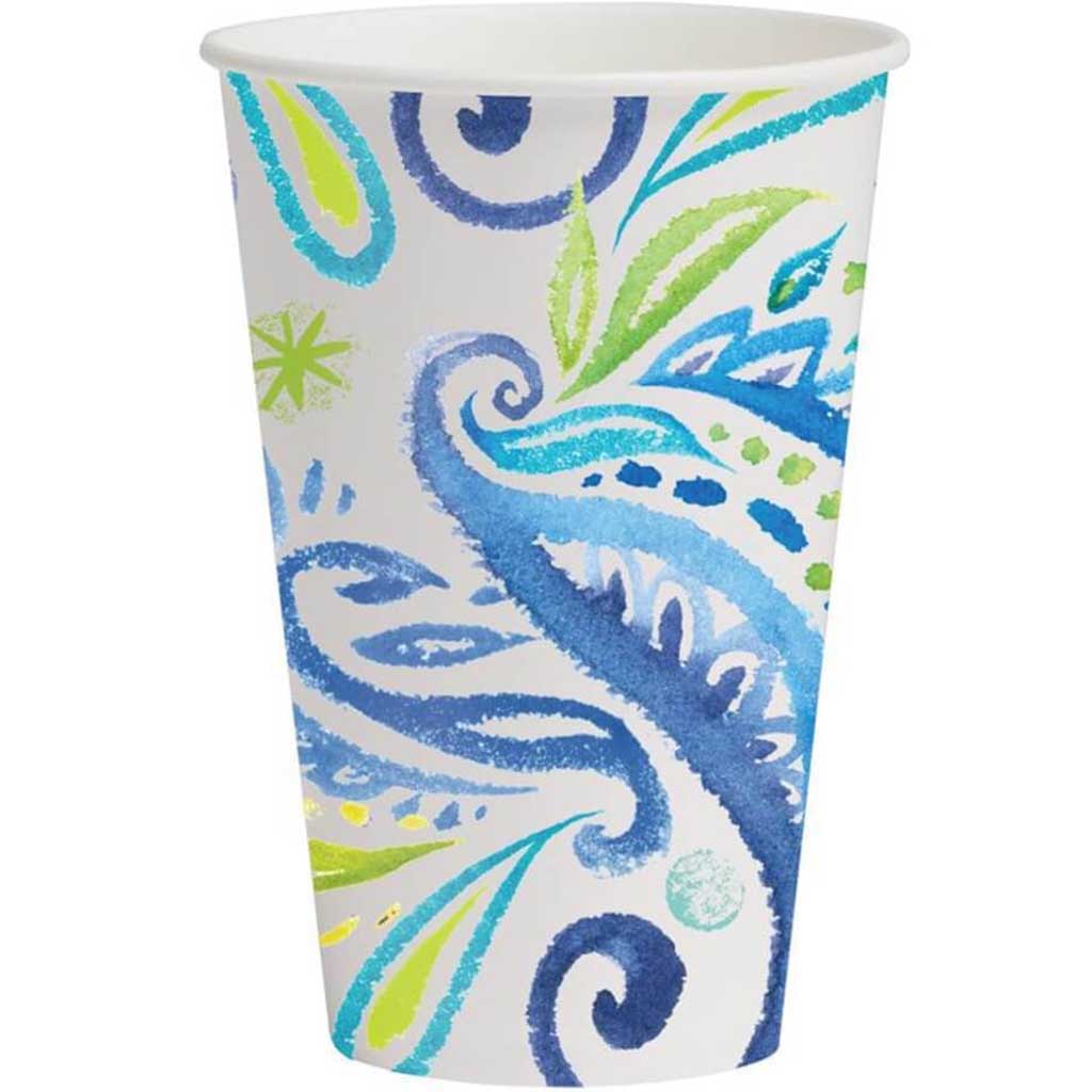 Peacock Paisley, Hot/Cold Cups 12oz 8ct 