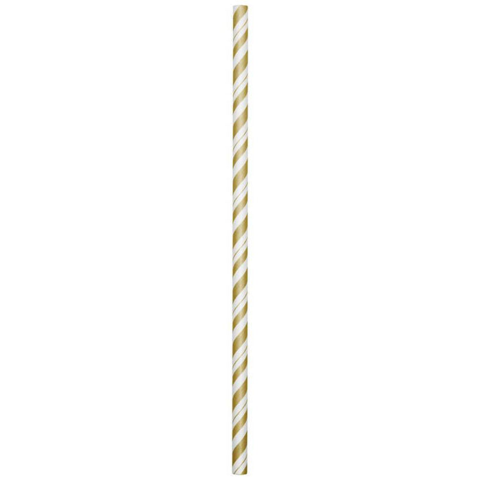 Paper Straws Striped 24ct, Gold 