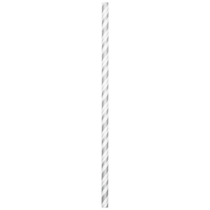 Paper Straws Striped 24ct, Silver 
