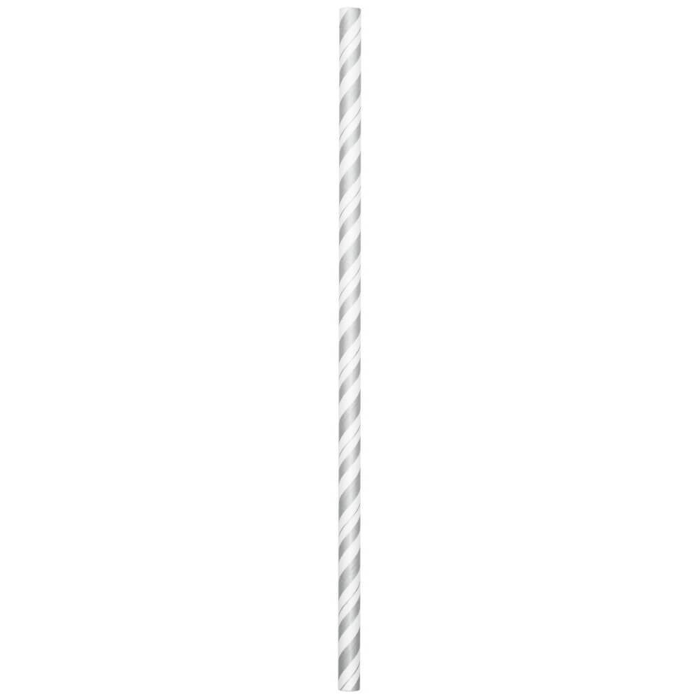 Paper Straws Striped 24ct, Silver 