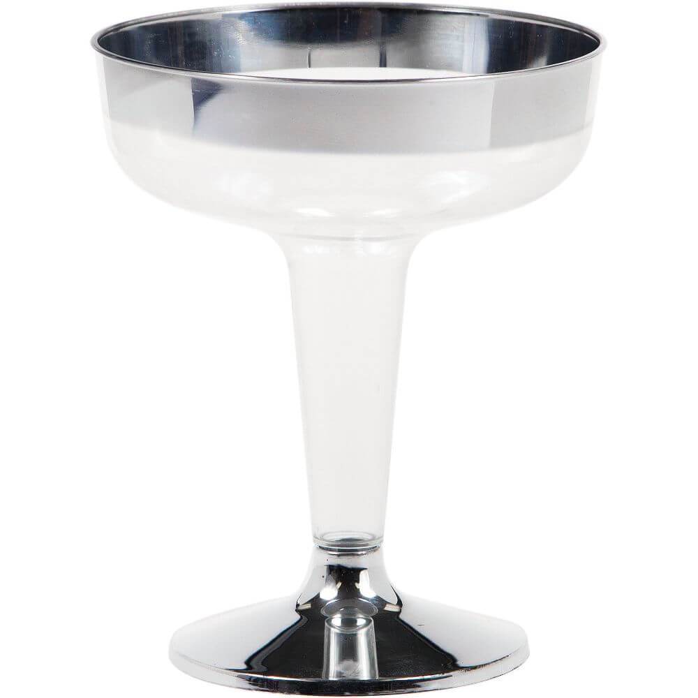 Plastic Silver Rimmed Chmpgne 4.5Oz 