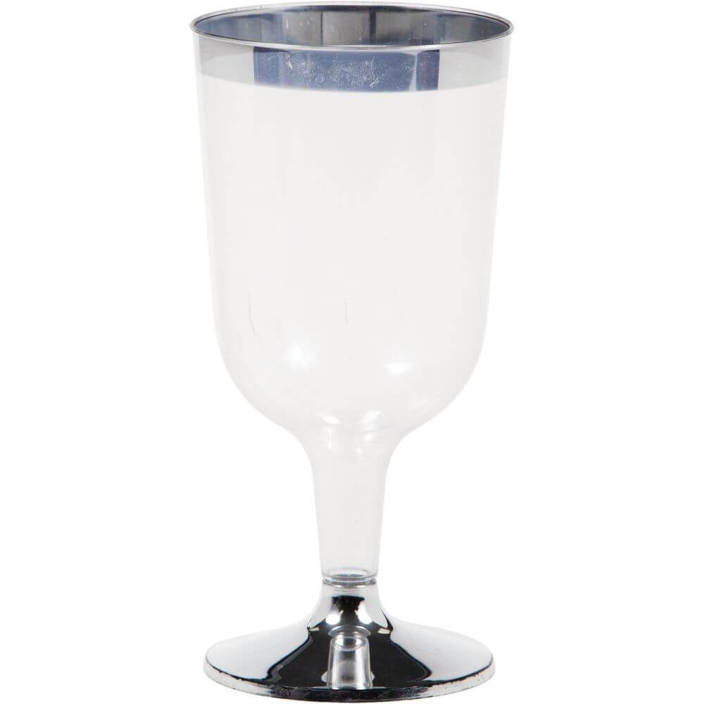 Plastic Wine Glasses with Metallic Rim 6 oz, 8ct 