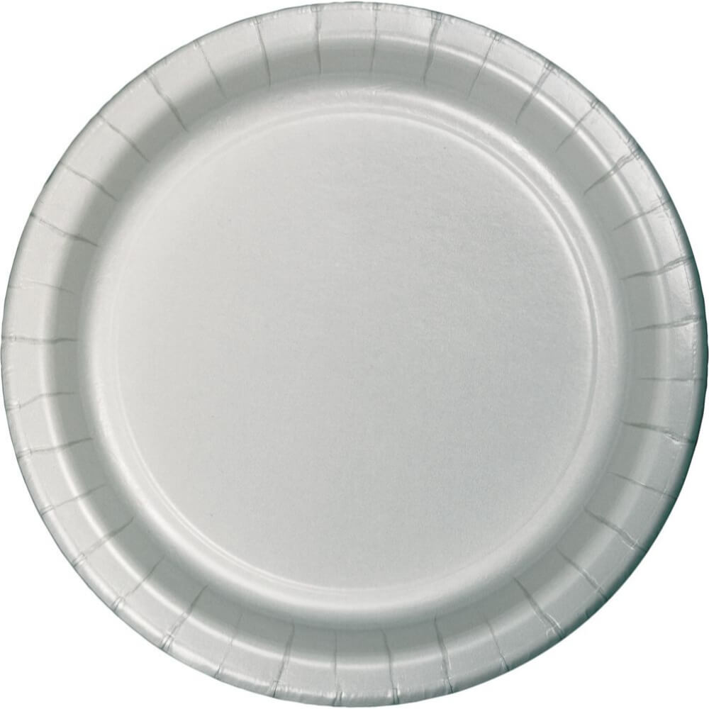 Shimmering Silver Paper Banquet Plate 10in 24ct 