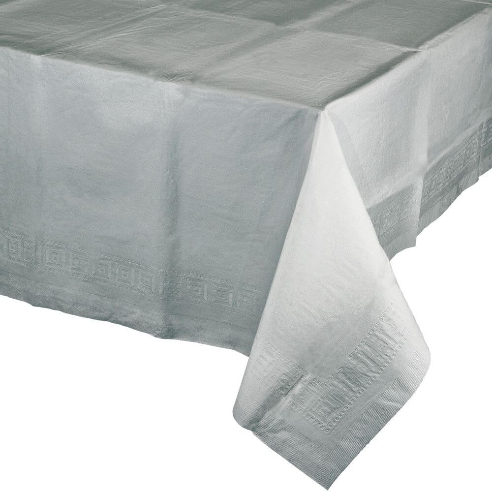 Shimmering Silver Paper Table Cover 54in x 108in 