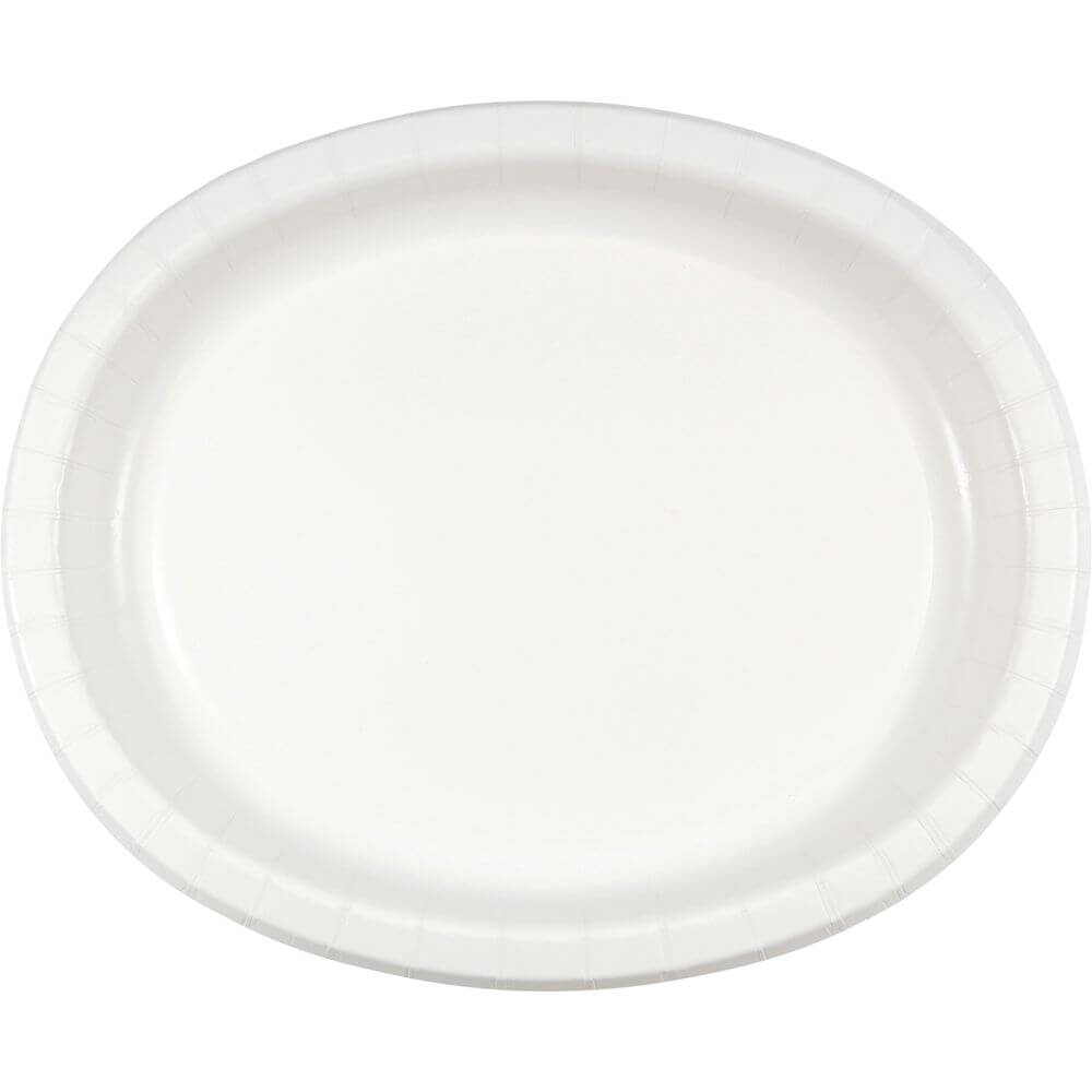 White Oval Paper Platter 10inx12in 8ct 