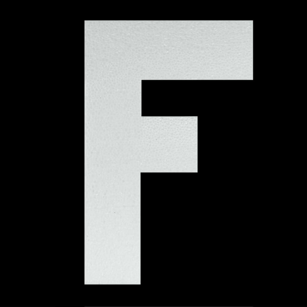 Styrofoam Letter F 6in x 1in