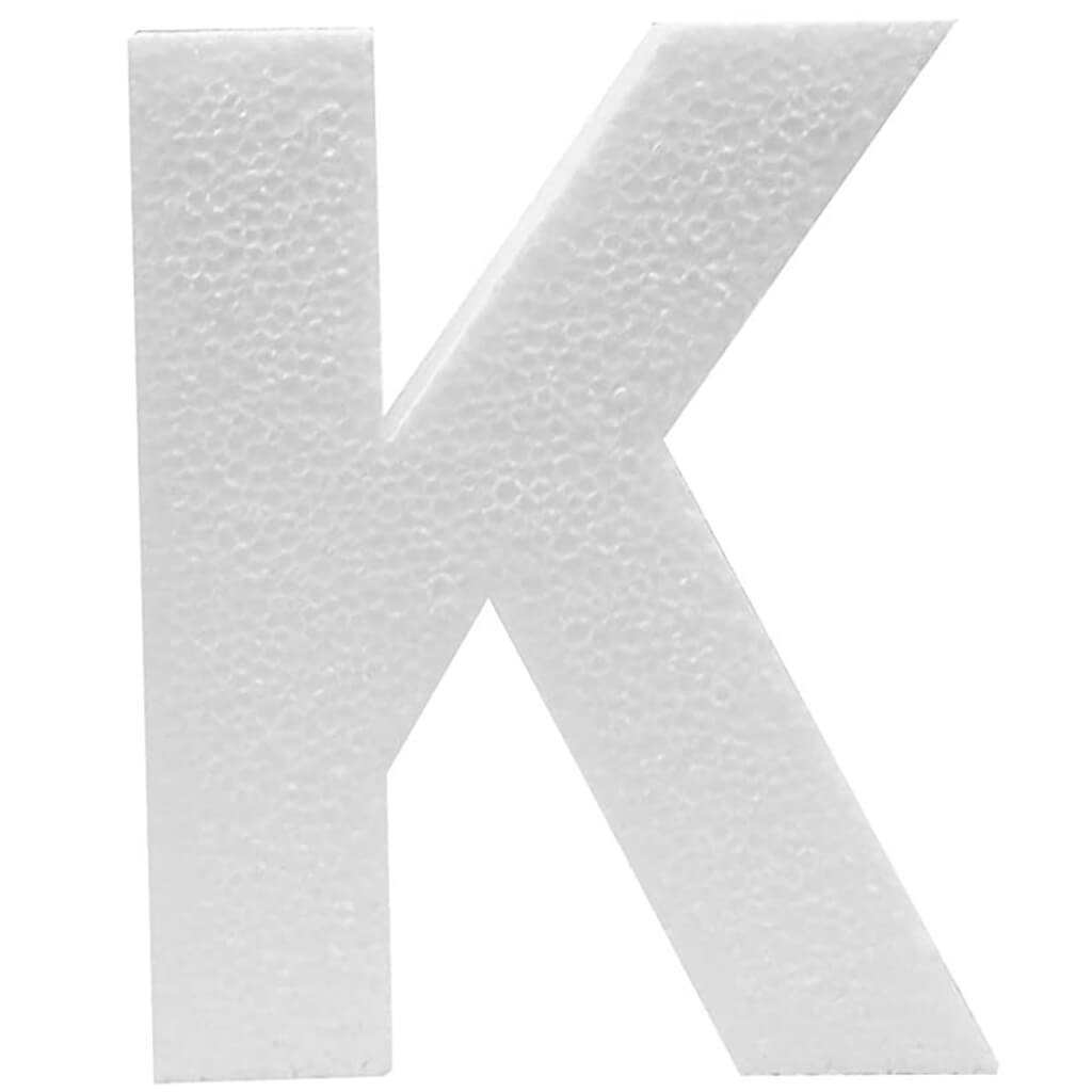 Styrofoam Letter K 6in x 1in