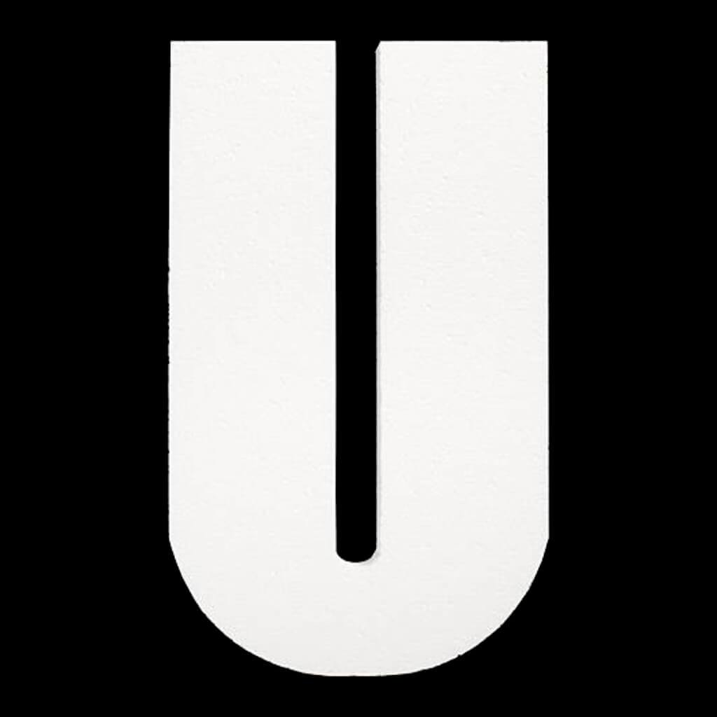 Styrofoam Letter U 6in x 1in