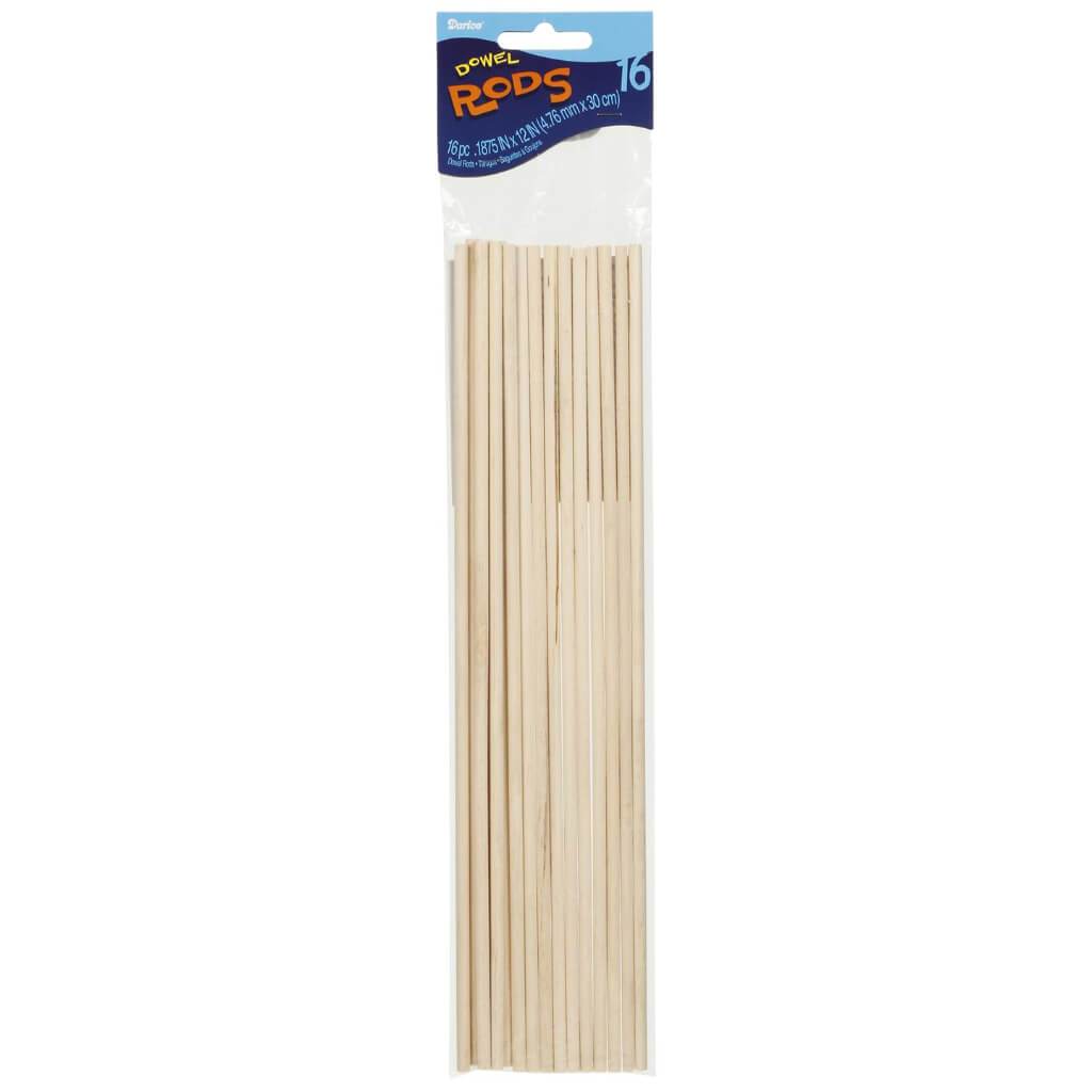 DOWEL RODS 4.76MM X 30CM 16PC 