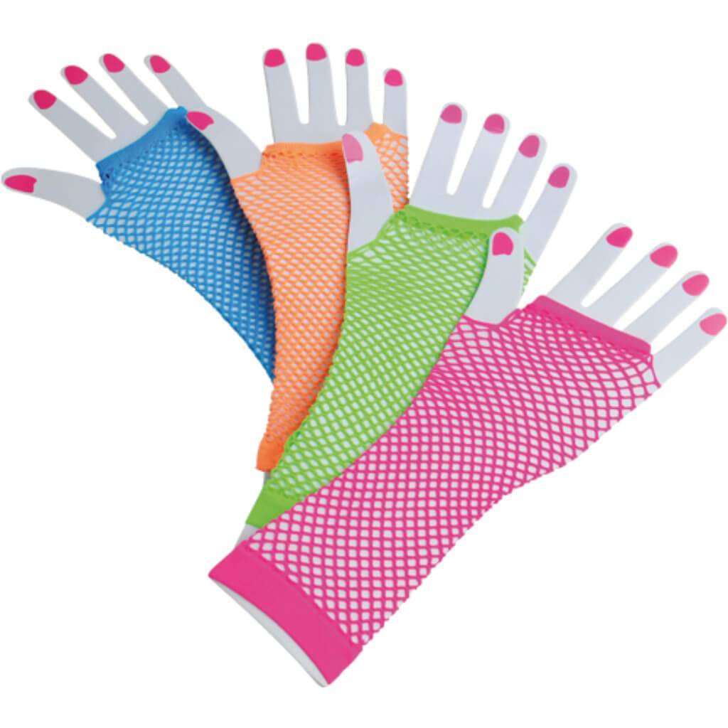 Neon Mesh Long Gloves 12Pr Orange 