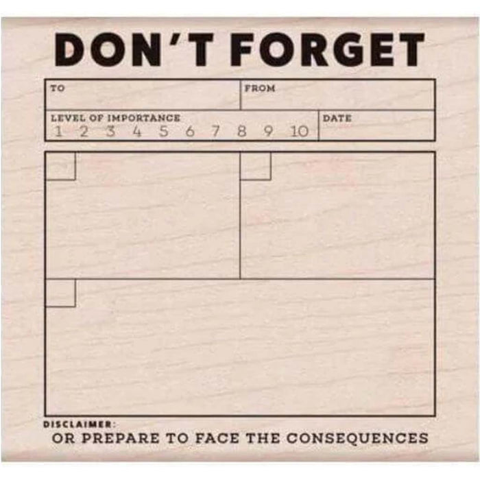 Kelly's Don't Forget Woodblock Stamp 