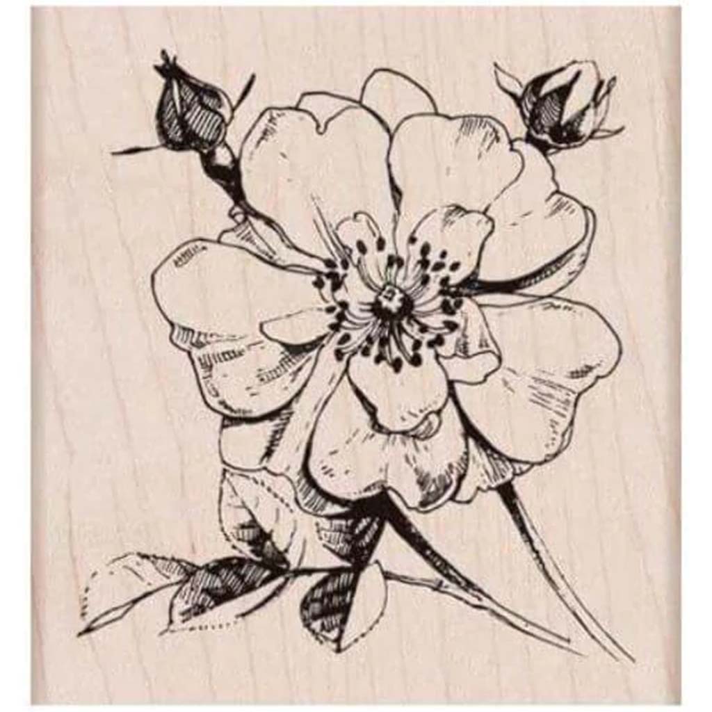 Antique Rose Stem Woodblock Stamp 