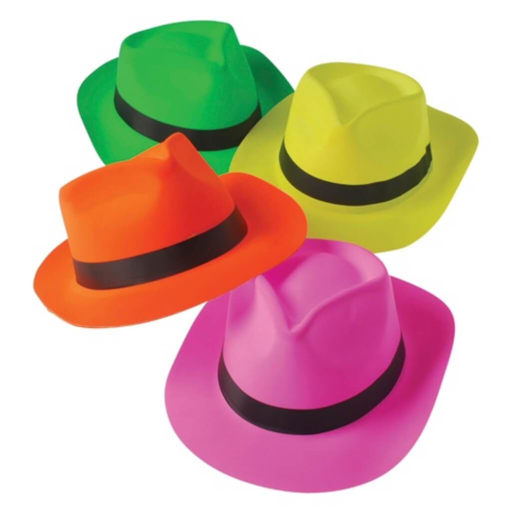 NEON FEDORA HAT PINK 