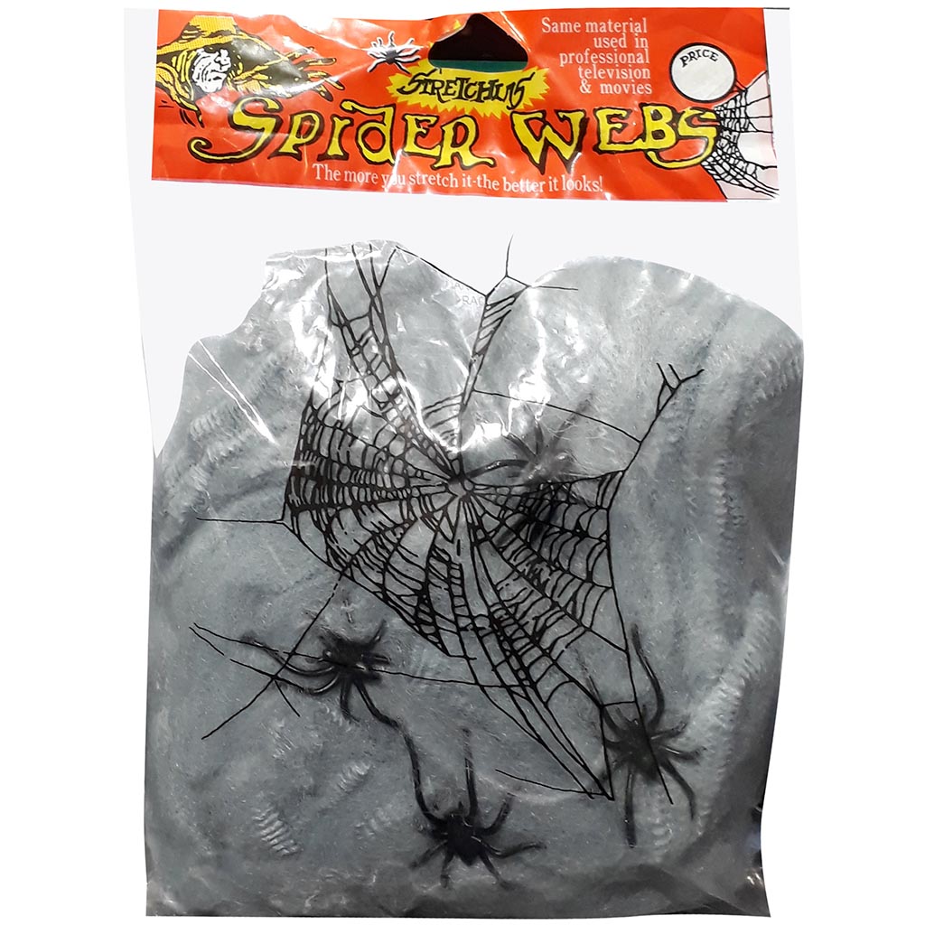 Jumbo Neon Spider Webs 12 to 15ft 1 1/2in Gray