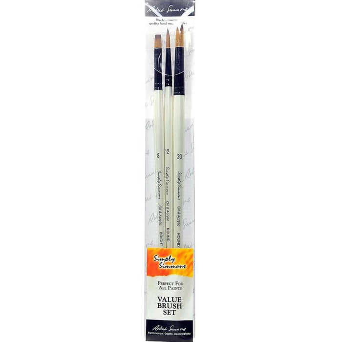 Simply Simmons Long Handle Brush Sets Synthetic Set of 3