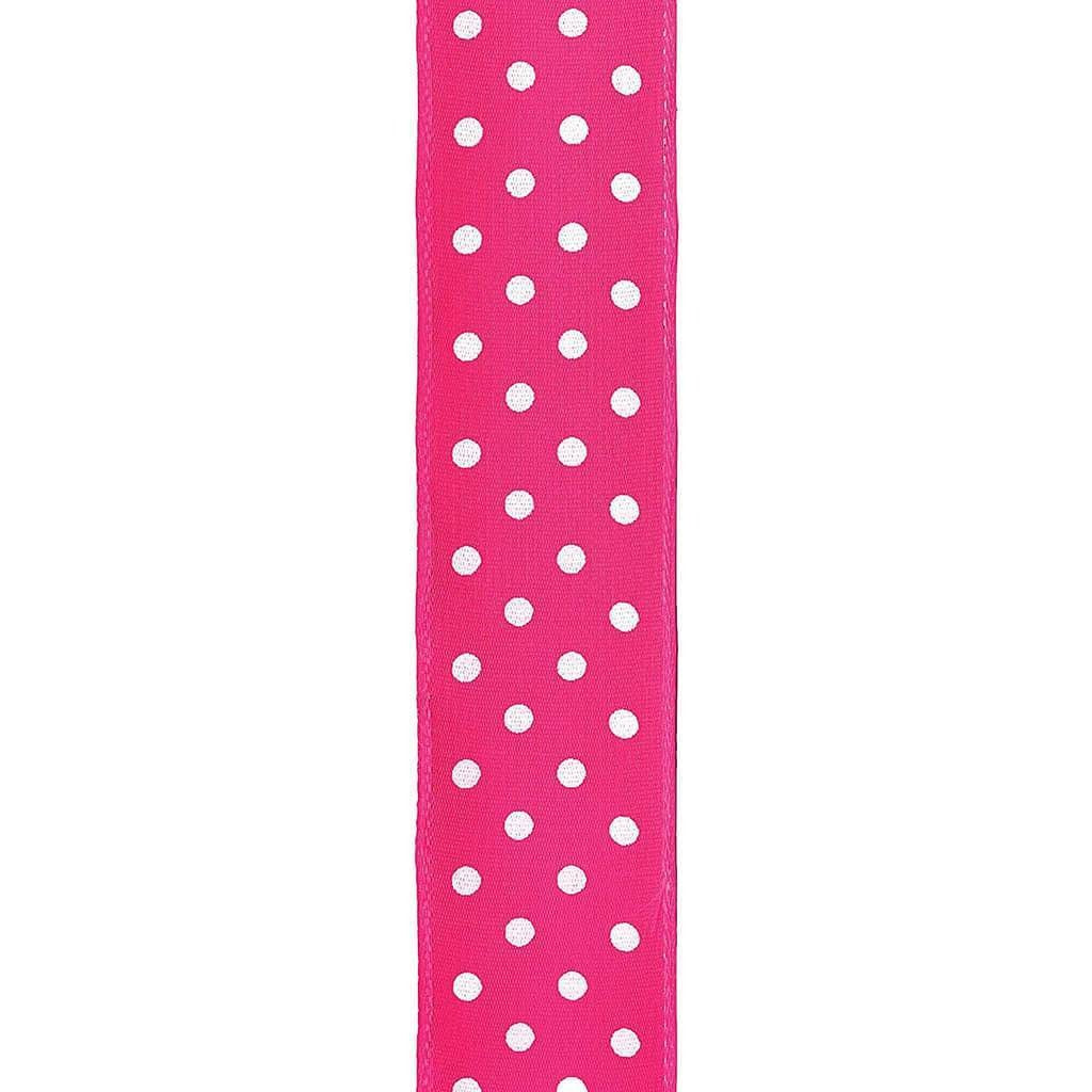 Offray Wired Edge Polka Dot Craft Ribbon 1.5in x 9ft Pink