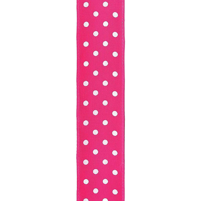 Offray Wired Edge Polka Dot Craft Ribbon 1.5in x 9ft Pink