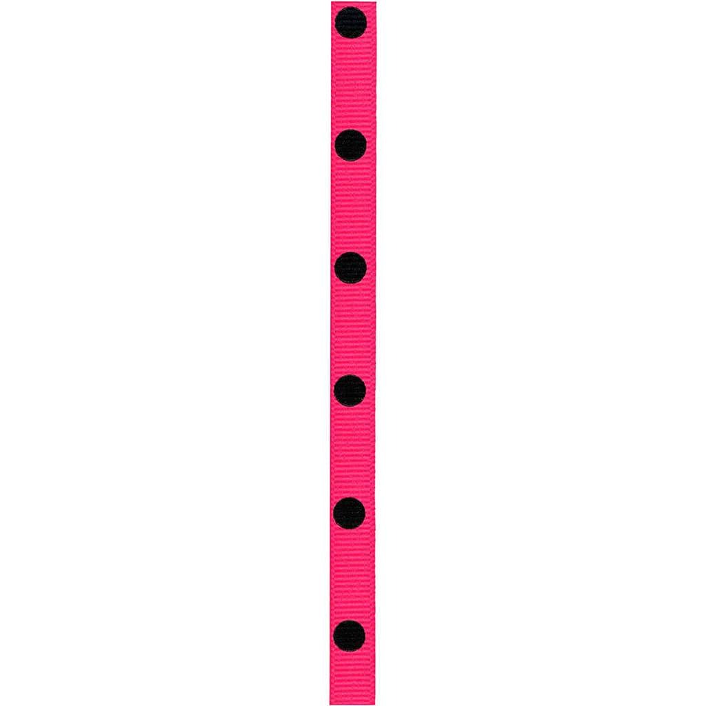 Dippy Dots Ribbon 3/8in Wide 9ft Shocking Pink/Black