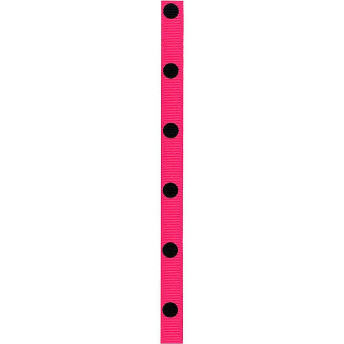 Dippy Dots Ribbon 3/8in Wide 9ft Shocking Pink/Black