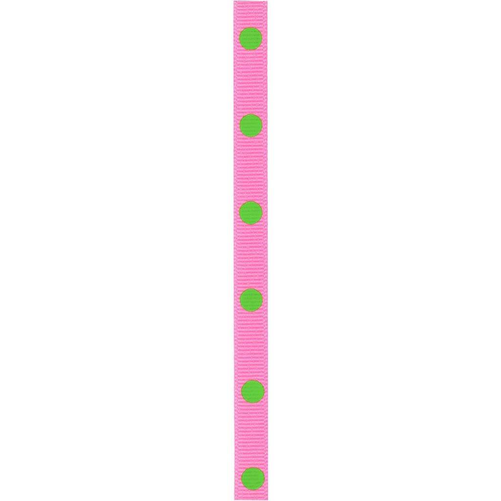 Offray Dippy Dots Ribbon 3/8in x 9ft Pink and Green