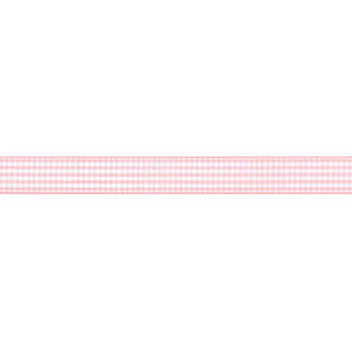Offray Microcheck Craft Ribbon 5/8in x 9ft Pink