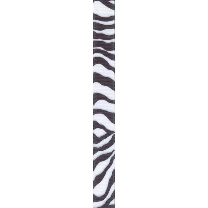 Offray 5/8in Grosgrain Zebra Animal Print Ribbon 9ft Black & White