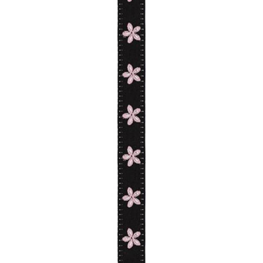 Offray Jacquard Daisy Craft Ribbon 5/8in x 9ft Black &amp; Pink