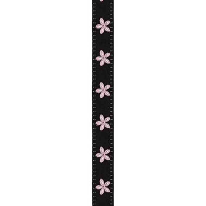 Offray Jacquard Daisy Craft Ribbon 5/8in x 9ft Black & Pink