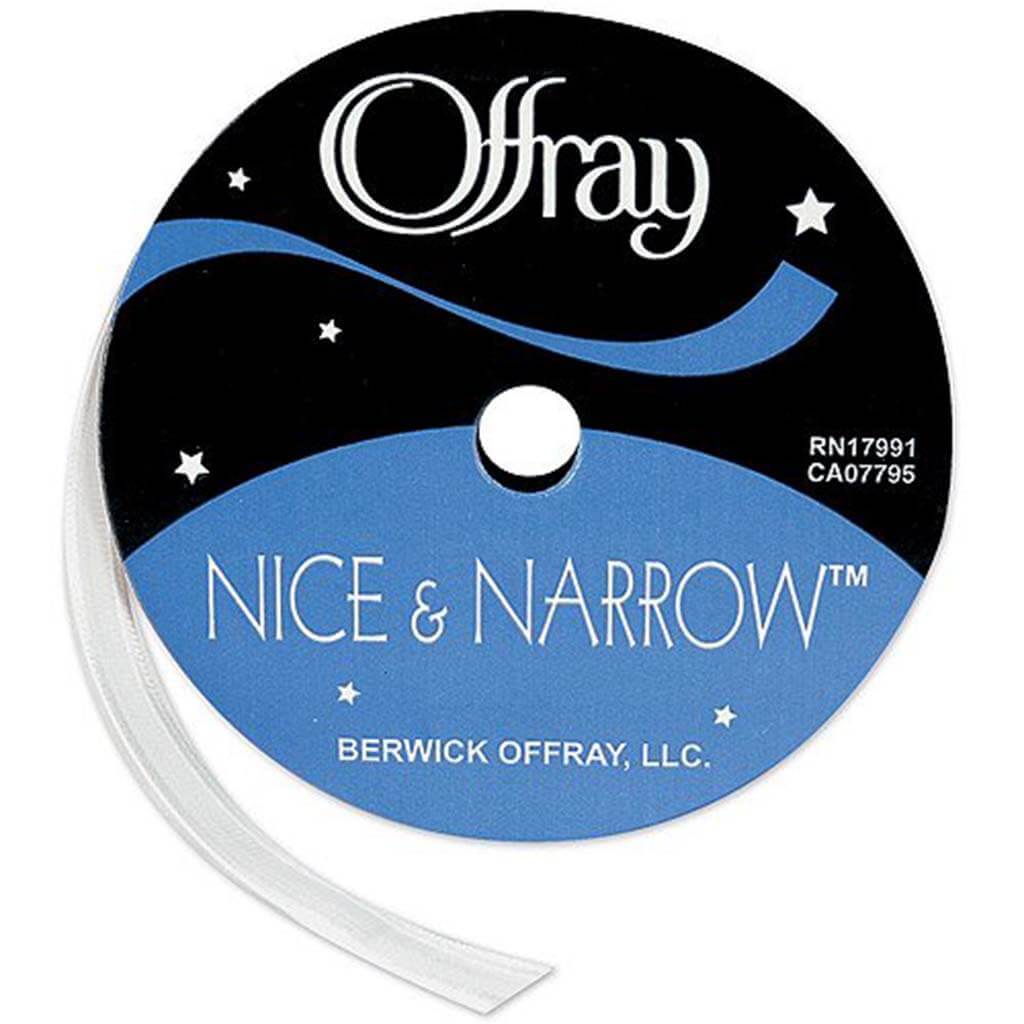Offray Nice &amp; Narrow Sheer Ribbon 5/16in x 9ft White