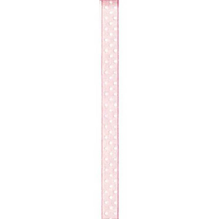 Offray 3/8in Sheer Petite Dot Ribbon Light Pink