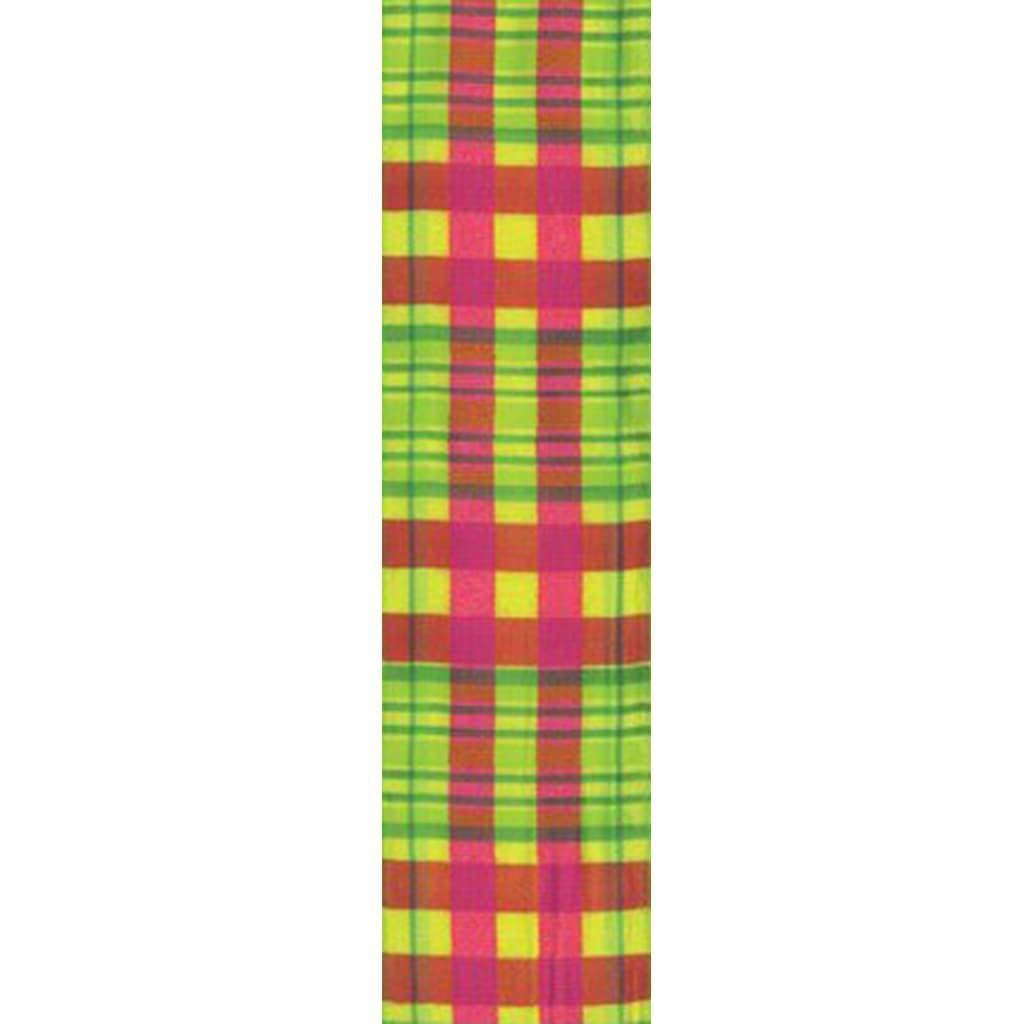 Offray Wired Edge Dublin Craft Ribbon 1.5in x 9ft Lime &amp; Fuschia