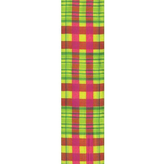 Offray Wired Edge Dublin Craft Ribbon 1.5in x 9ft Lime & Fuschia