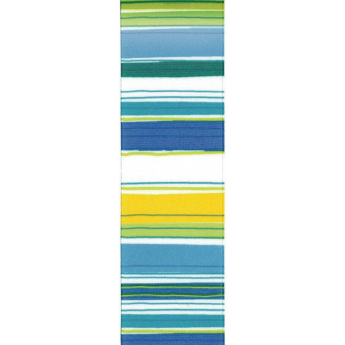 Retro Stripe Ribbon 1.5in 9ft Blue & Green